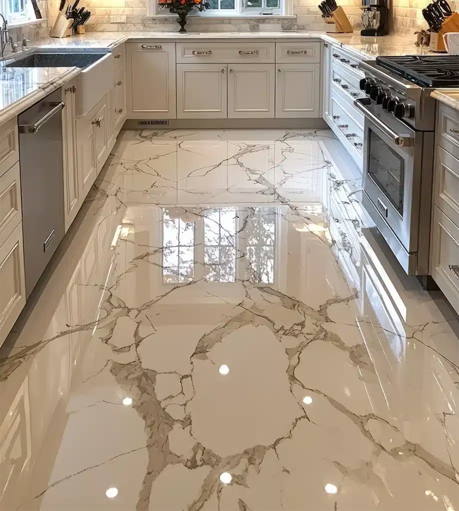 Kitchen Floor Made of Marble - The Marble Shop Reigate